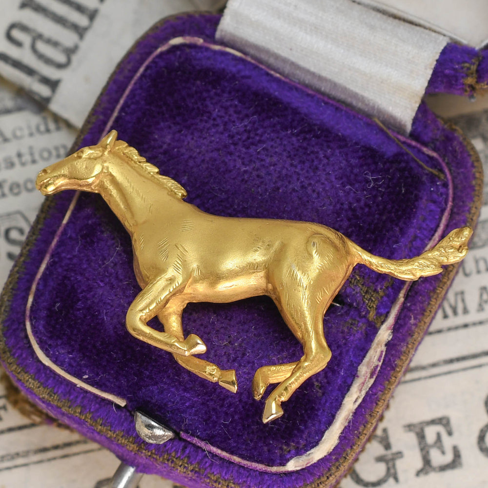 Vintage Gold Stallion Brooch