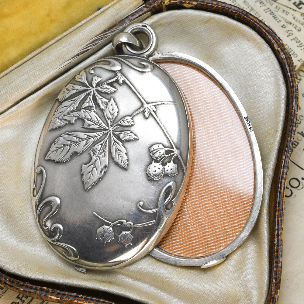 Art Nouveau French Silver Mirror & Locket Pendant