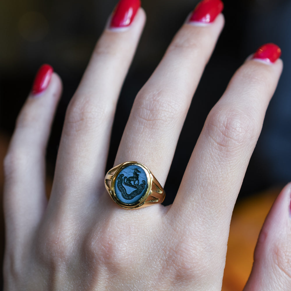 Victorian Do Not Despair Bloodstone Signet Ring