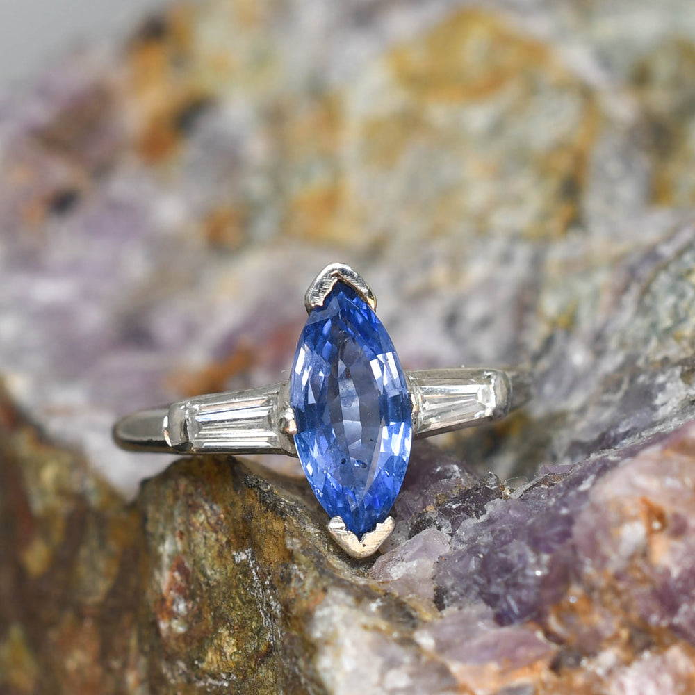 Art Deco Ceylon Sapphire and Diamond Ring