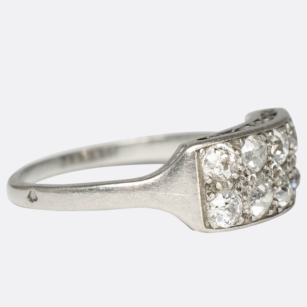 1920's French Diamond Double Row Ring