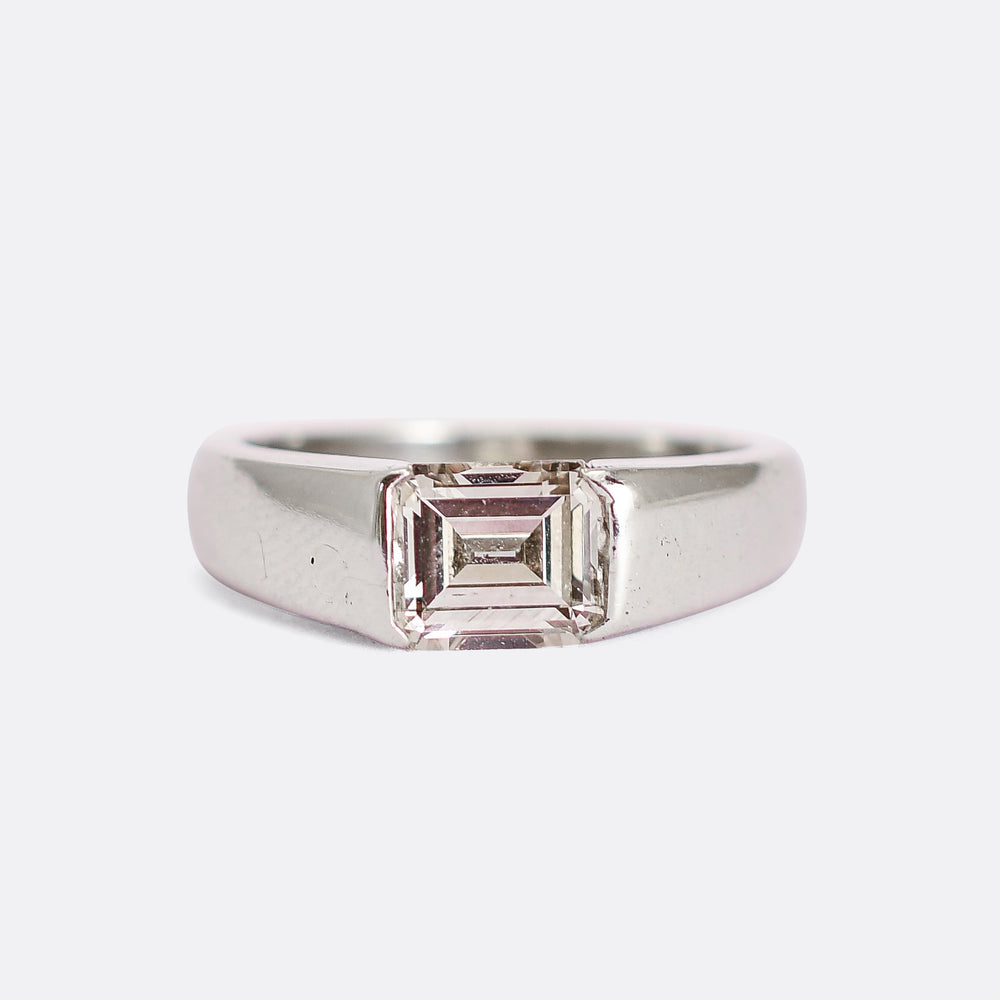 1920's 'A Touch of Pink' Carré Cut Diamond Platinum Ring