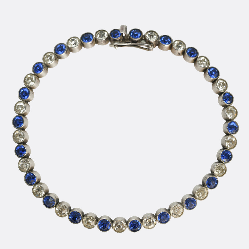 1930's Blue & White Paste Tennis Bracelet