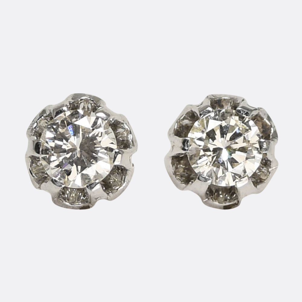 1930's Diamond Stud Earrings