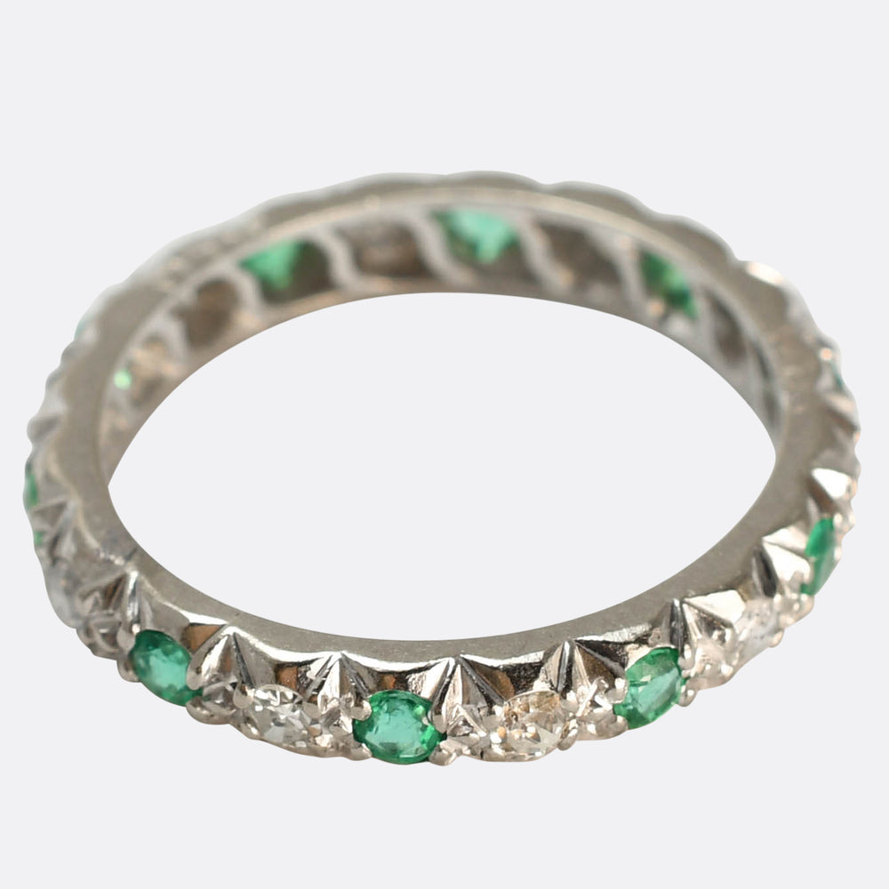 1930's Emerald & Diamond Eternity Ring