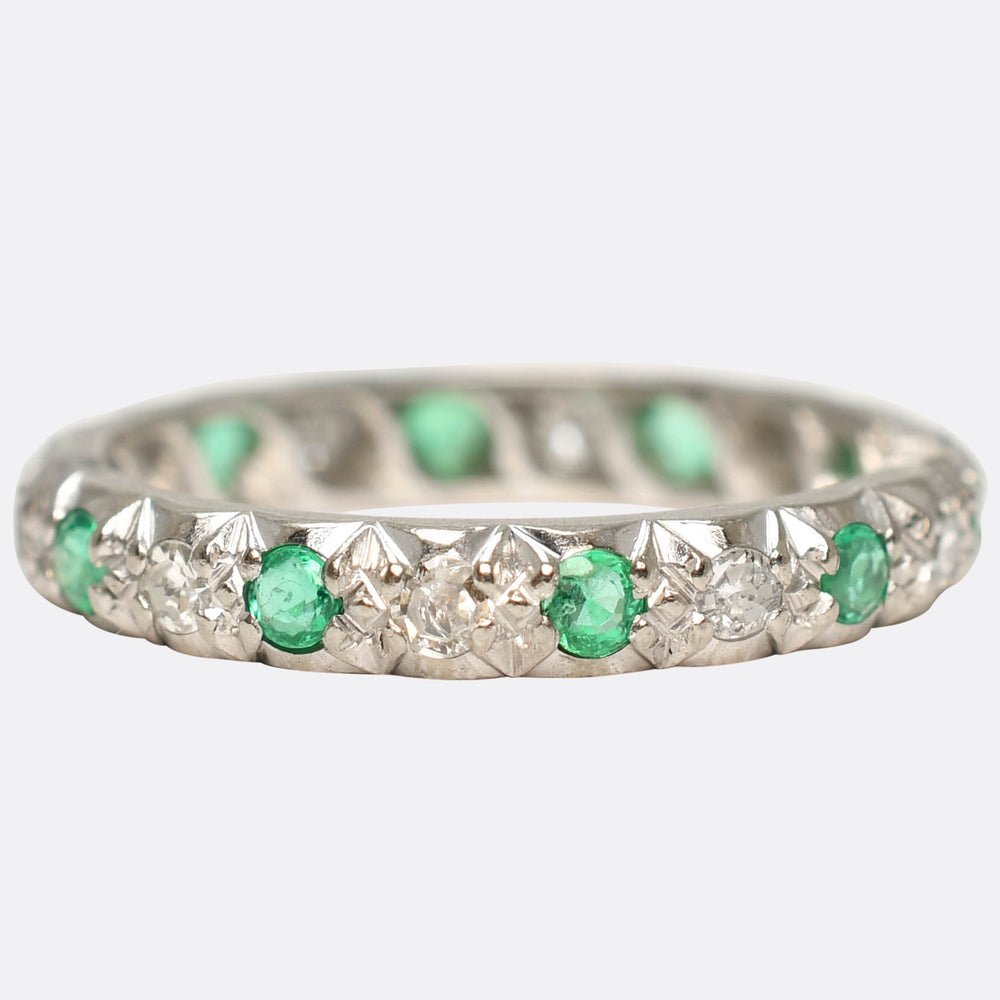 1930's Emerald & Diamond Eternity Ring