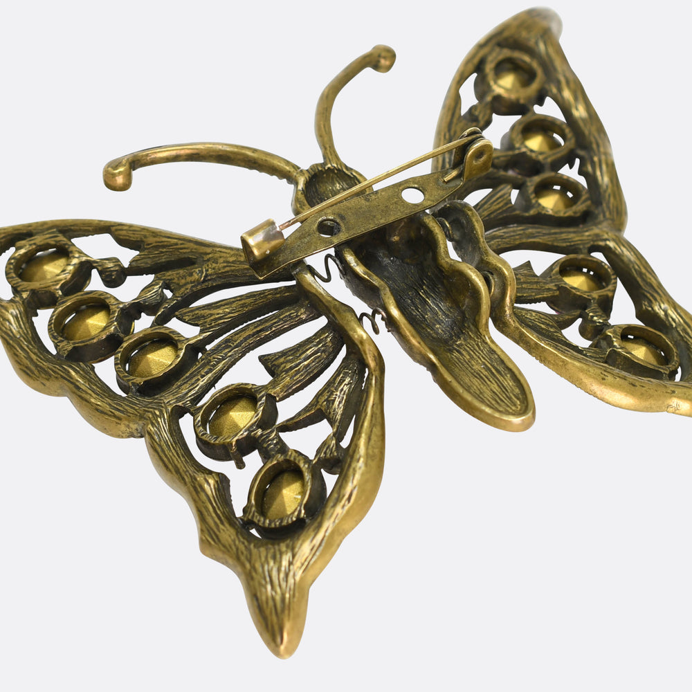 1930's Paste En Tremblant Butterfly Brooch