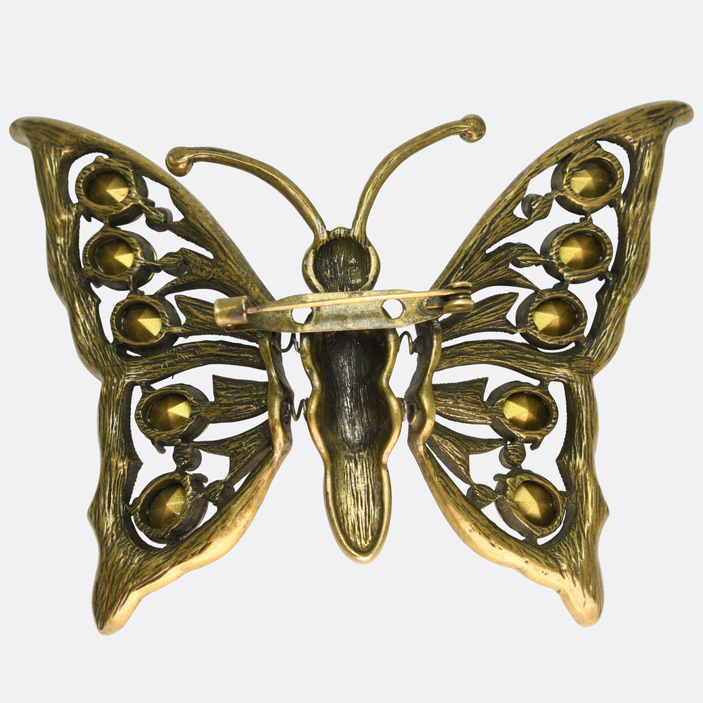 1930's Paste En Tremblant Butterfly Brooch