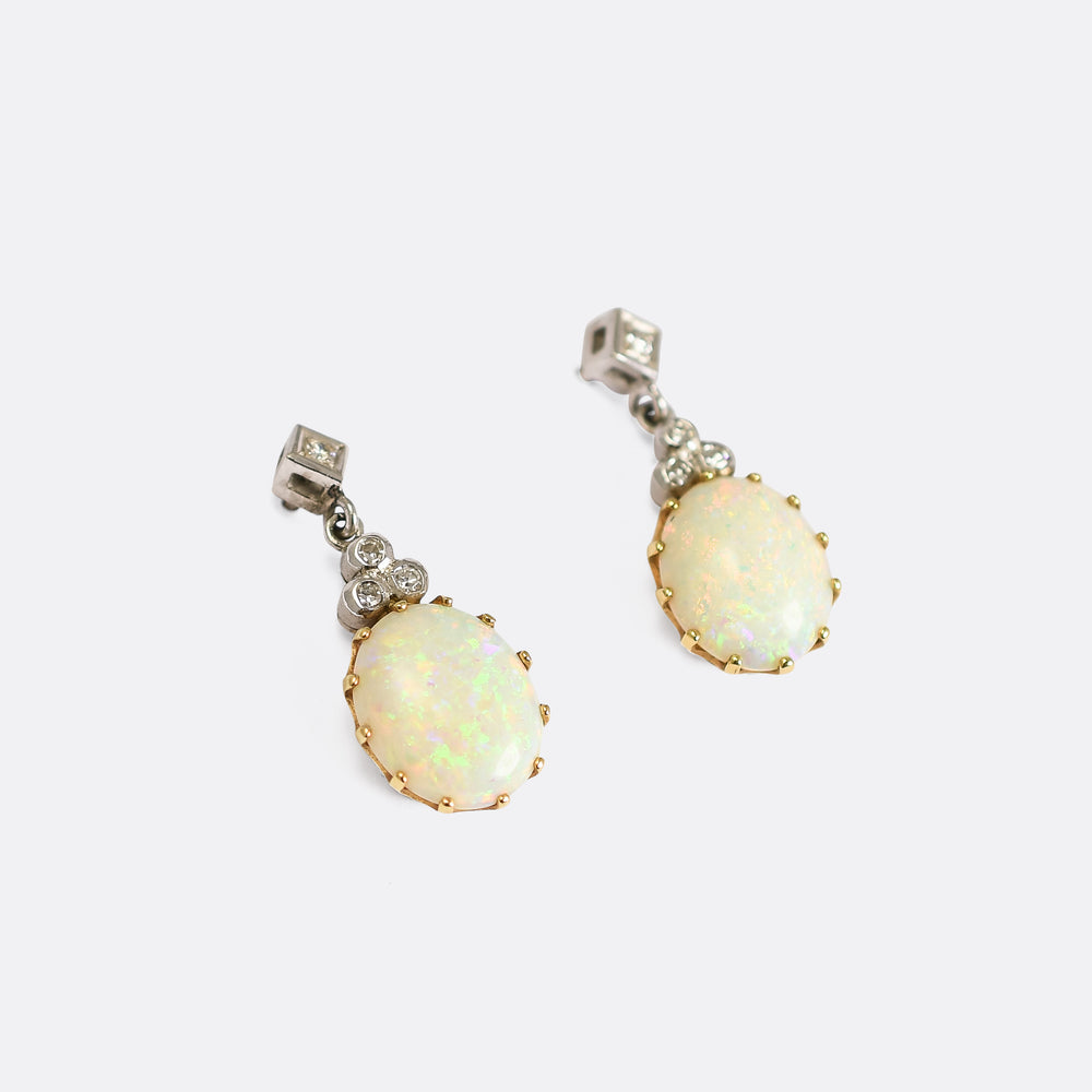 1940's Diamond & Opal Earrings