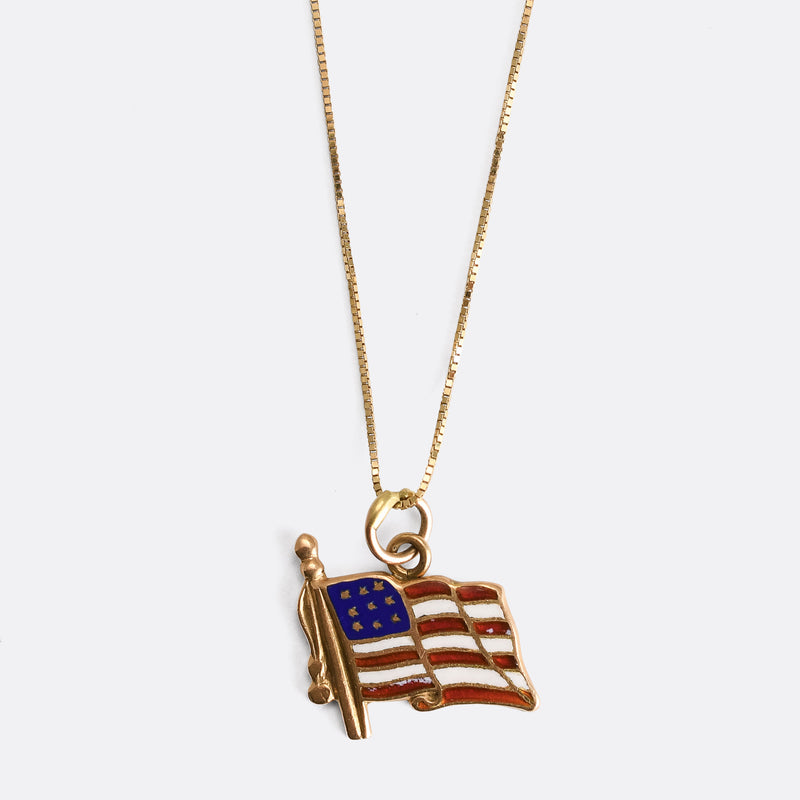 Vintage Enamel Flag Charm Necklace / Bracelet – You Choose the