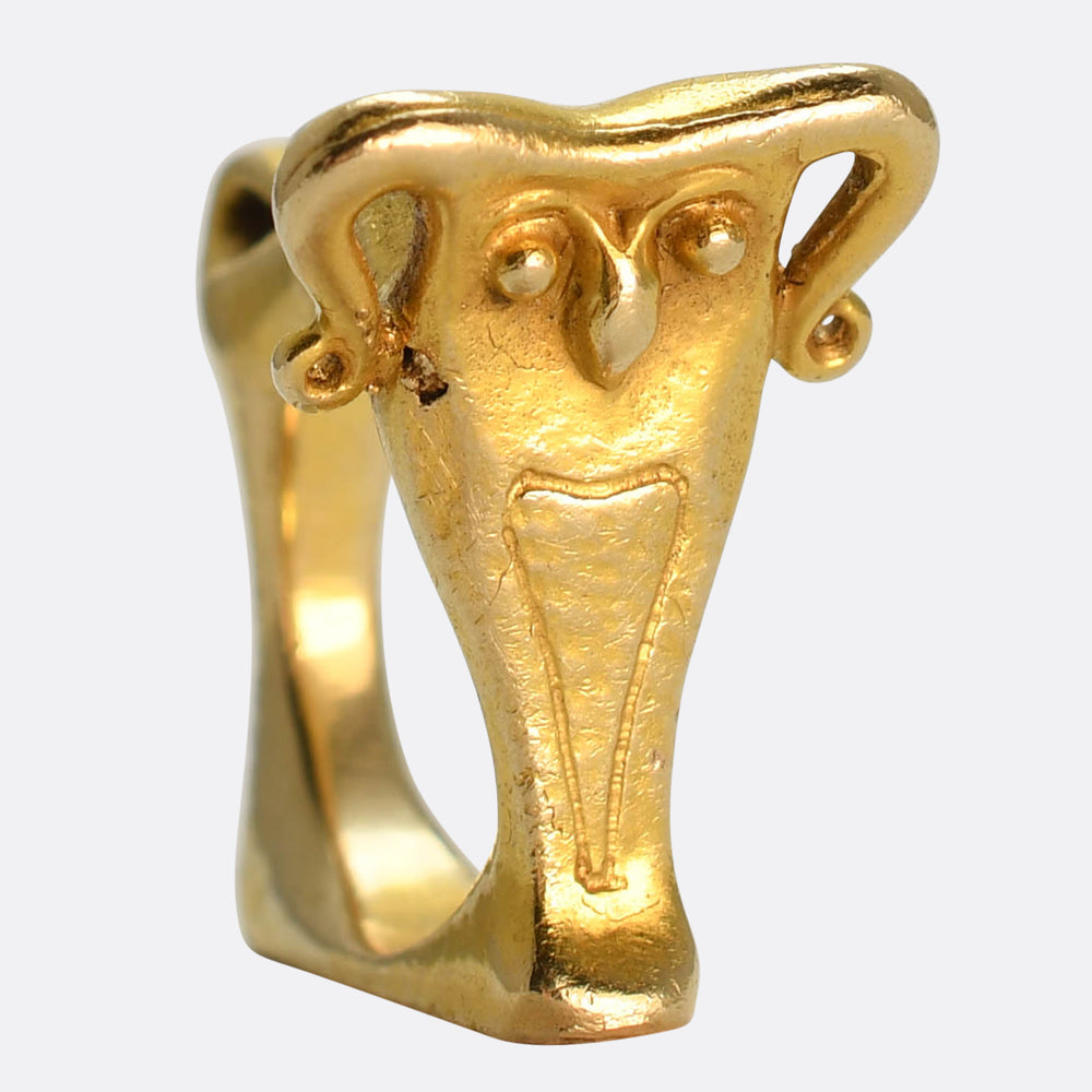 1940's Gold Ram Ring by Moshe Oved - Cameo Corner