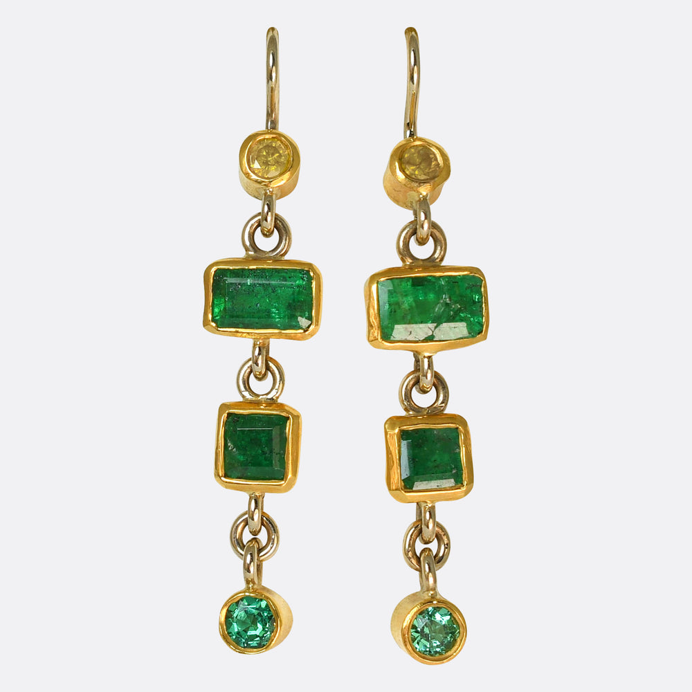 1970's Emerald Triple Drop Earrings