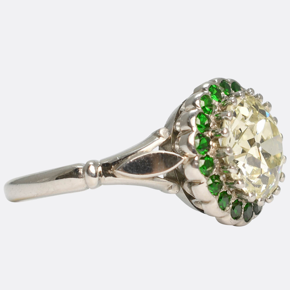 2.70ct Diamond & Tsavorite Garnet Halo Engagement Ring