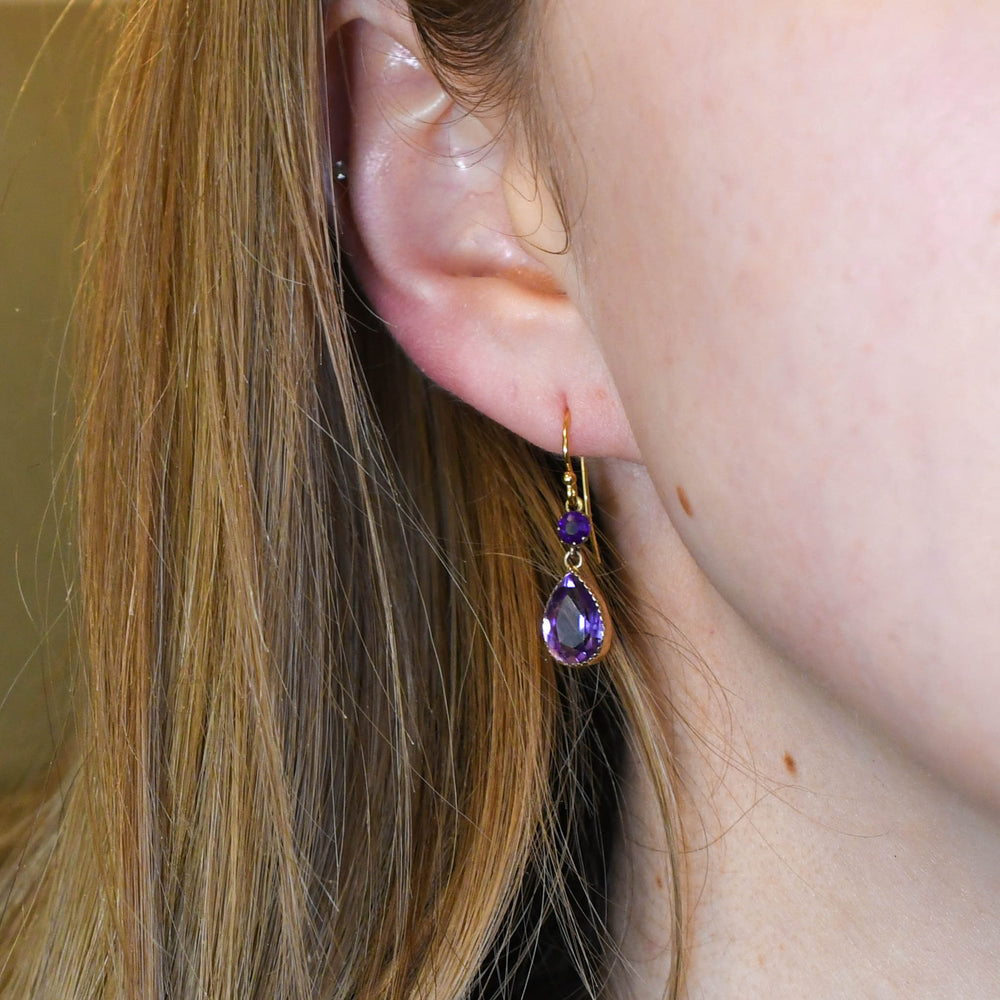 Late Victorian Amethyst Drop Earrings