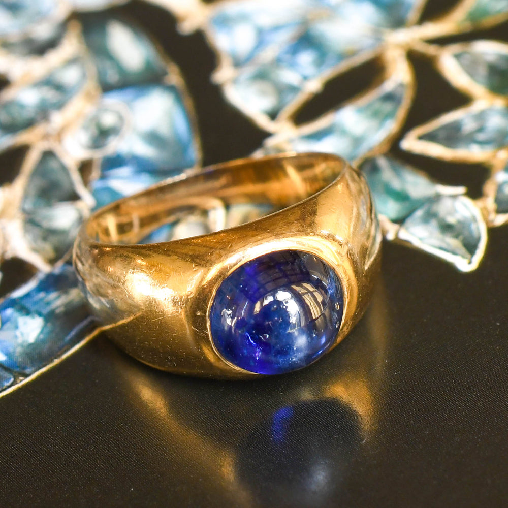 1930's French Ceylon Sapphire Cabochon Ring