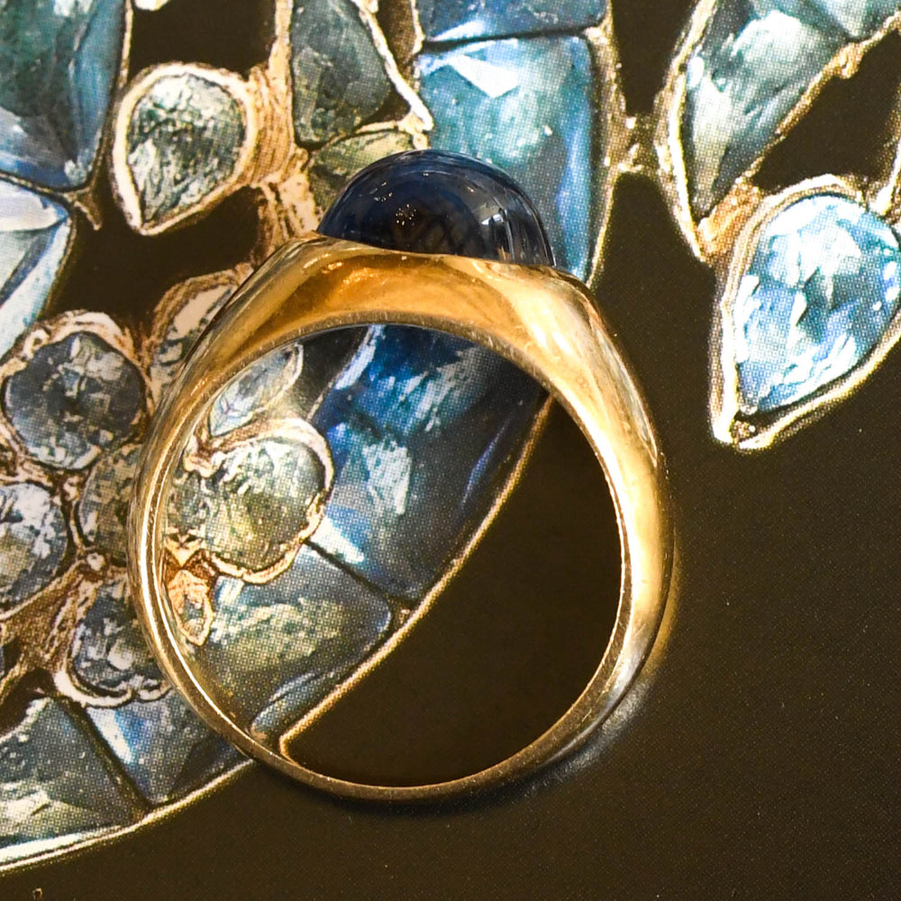 1930's French Ceylon Sapphire Cabochon Ring