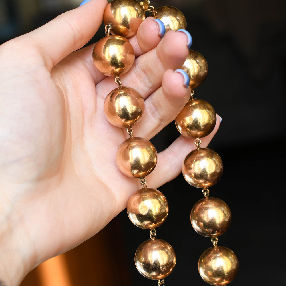 Victorian 18k Gold Statement Bead Necklace