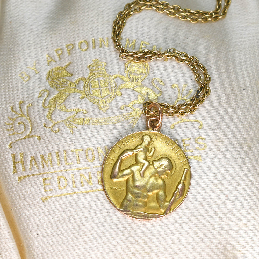 Mid-Century Gold St Christopher Medallion by Paul Vincze