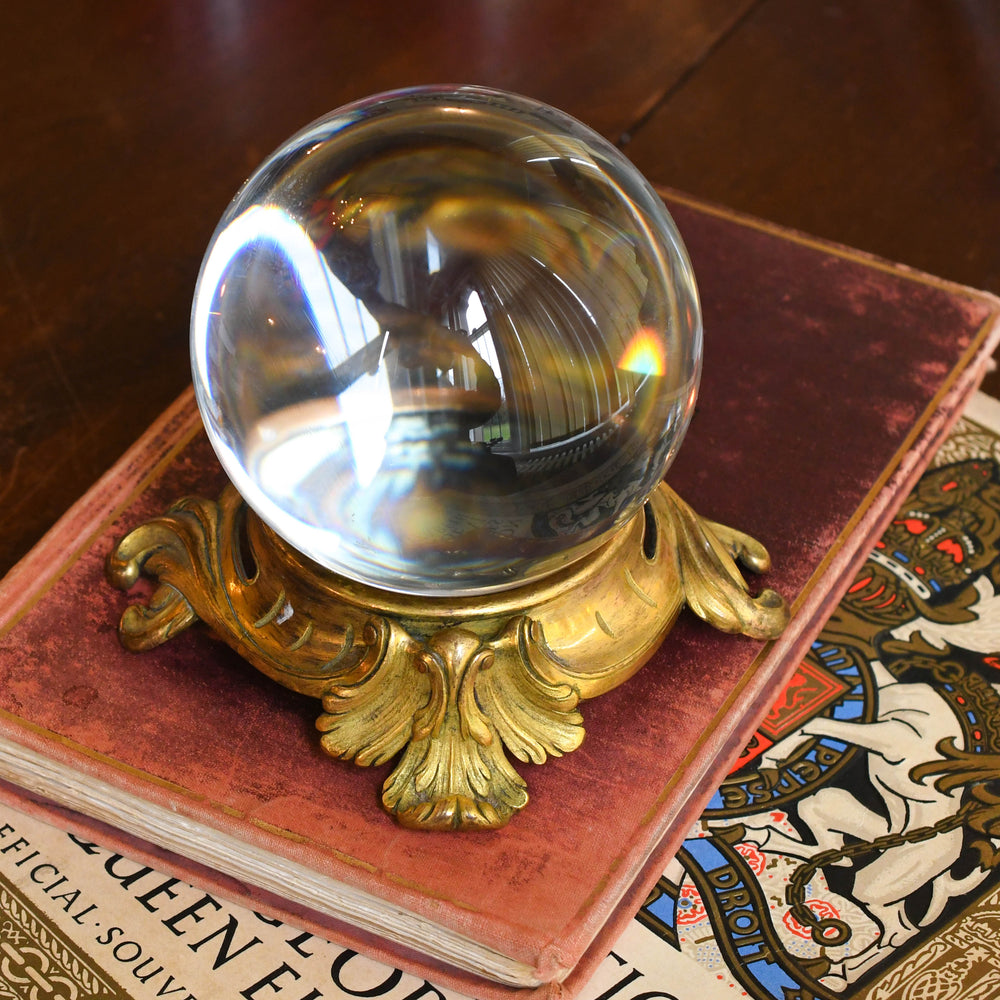 Antique Occult Rock Crystal Ball with Stand