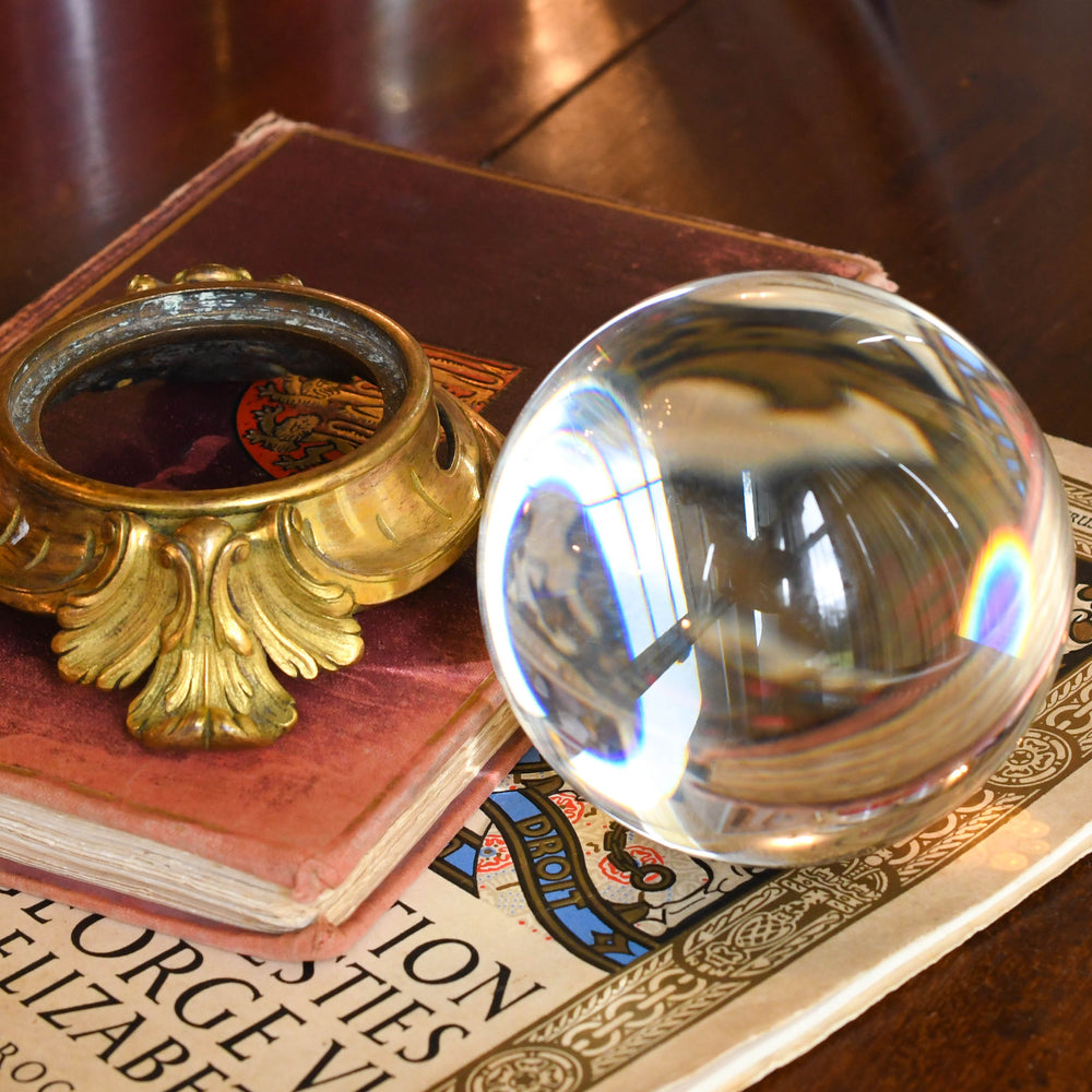 Antique Occult Rock Crystal Ball with Stand