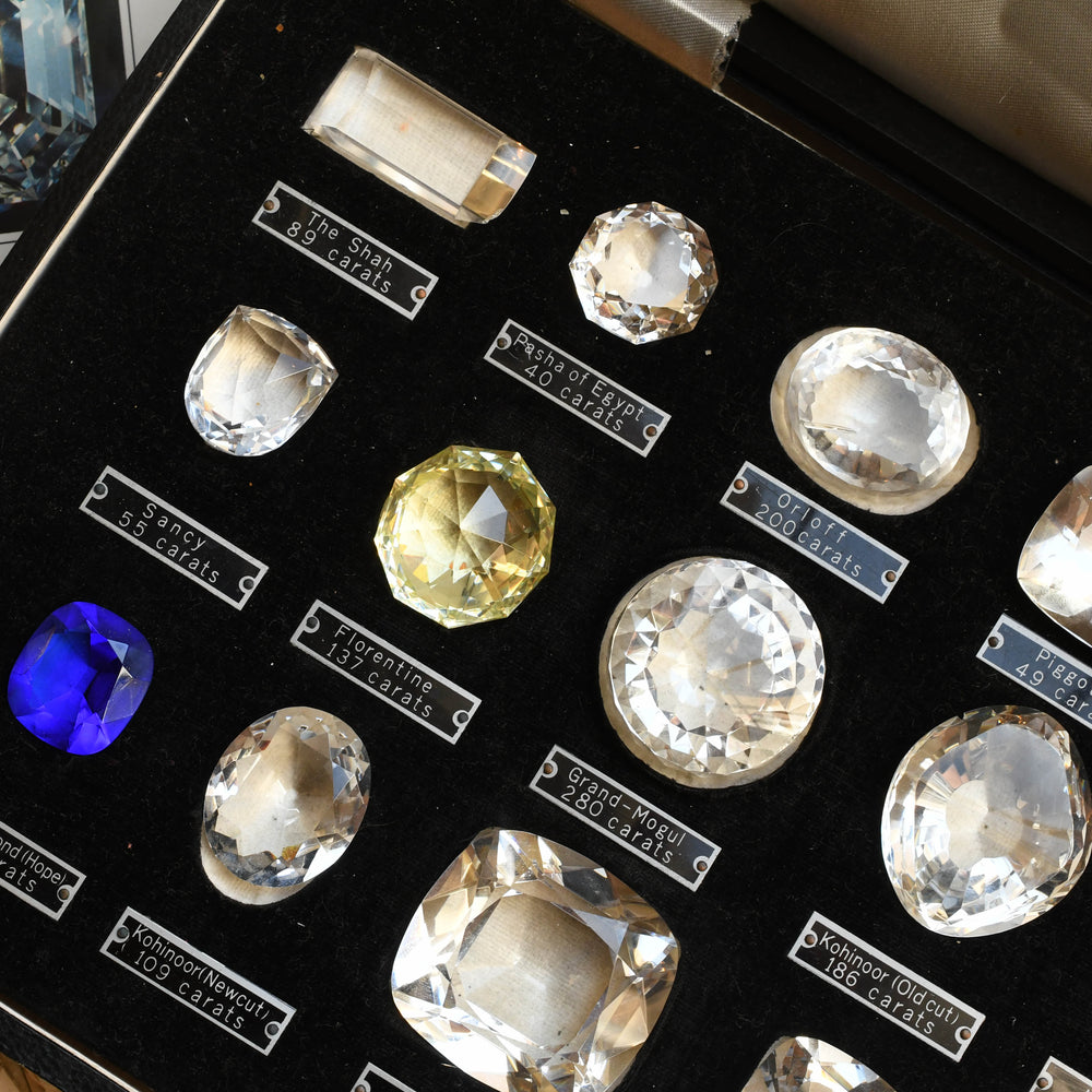 Antique Collectors Set of 15 Replica Historical Diamonds with Fitted Box & Book