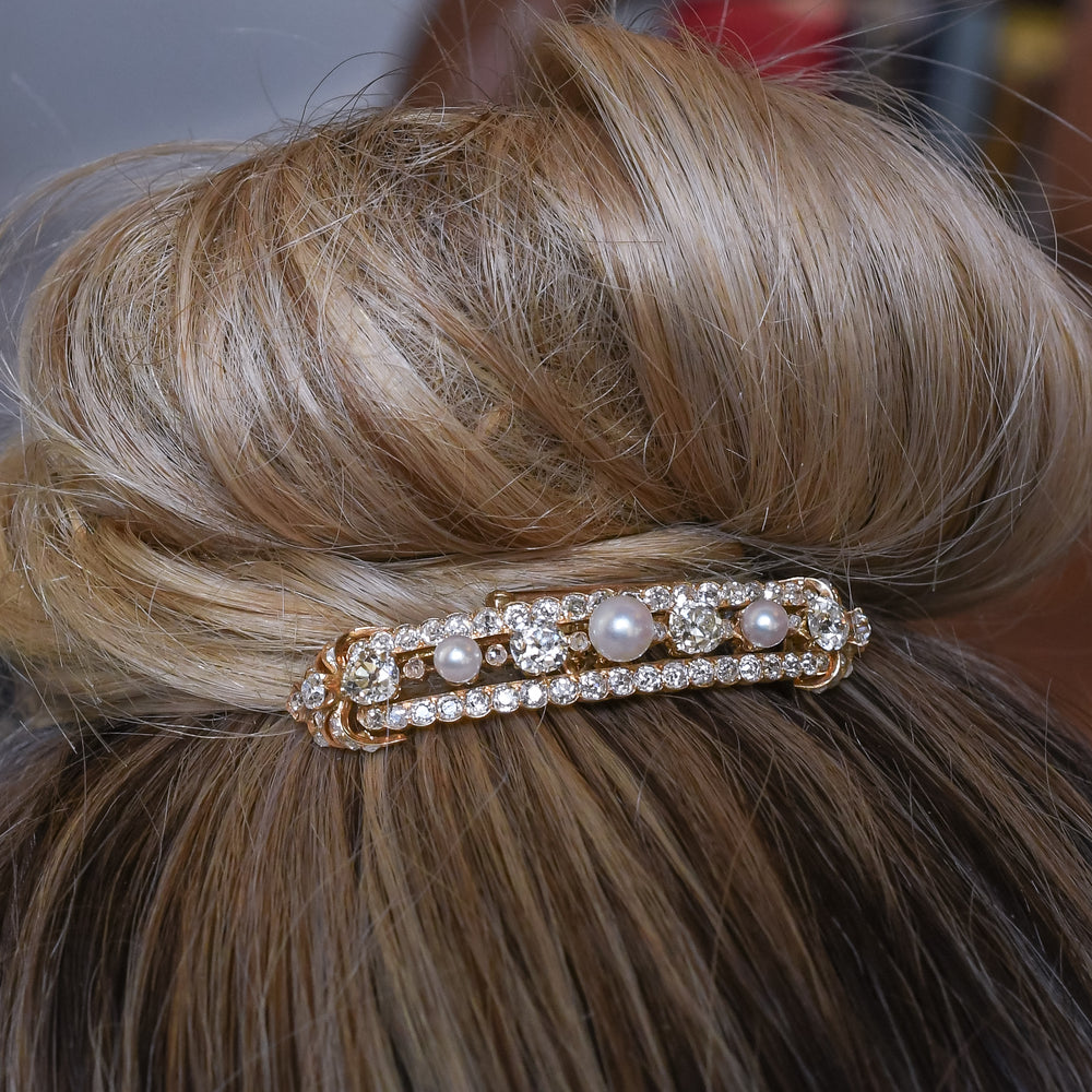 Victorian Pearl & Diamond Hair Pin