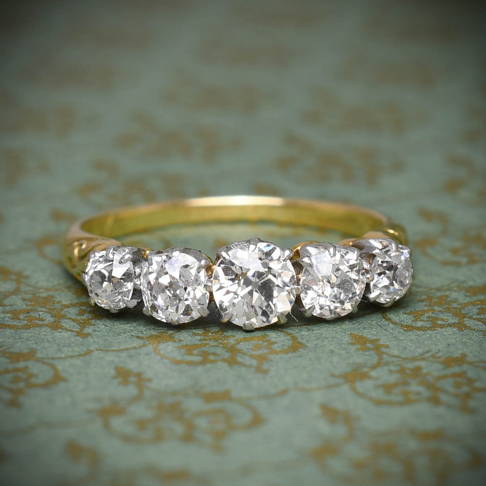 Edwardian Diamond 5-Stone Half Hoop Ring