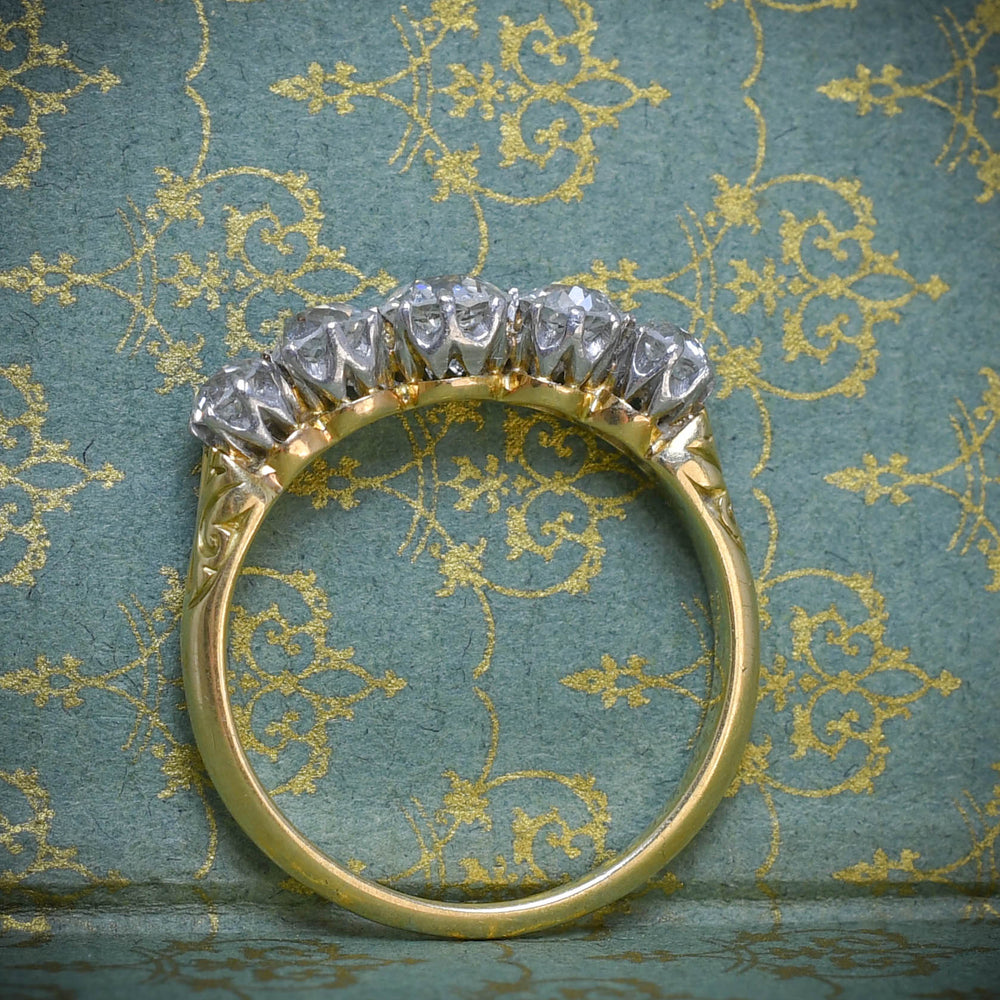 Edwardian Diamond 5-Stone Half Hoop Ring