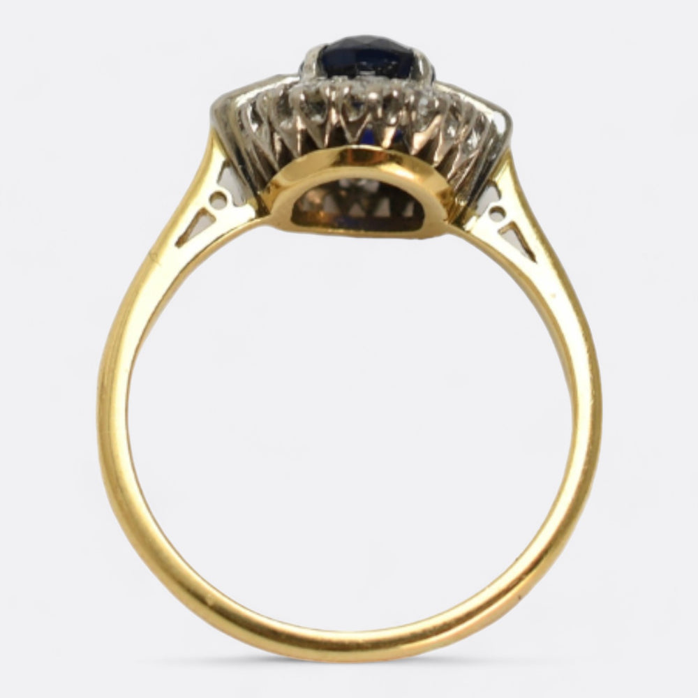 Art Deco Sapphire & Diamond Baguette Cluster Ring