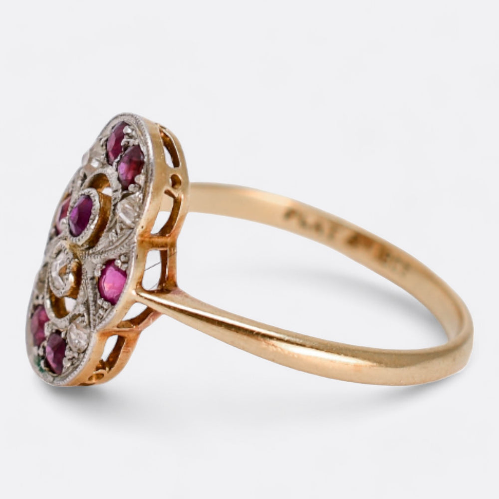 Art Deco Diamond & Ruby Infinity Ring