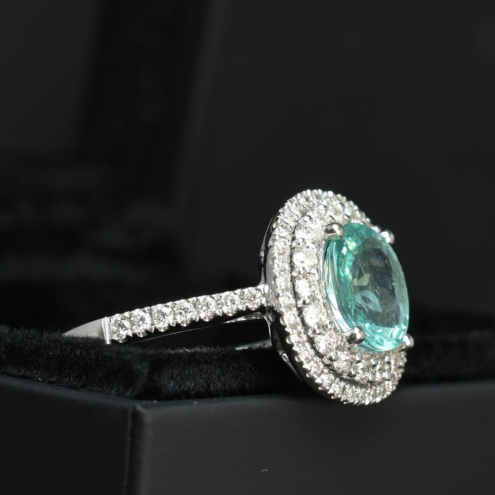 Contemporary Paraíba Tourmaline & Diamond Halo Ring