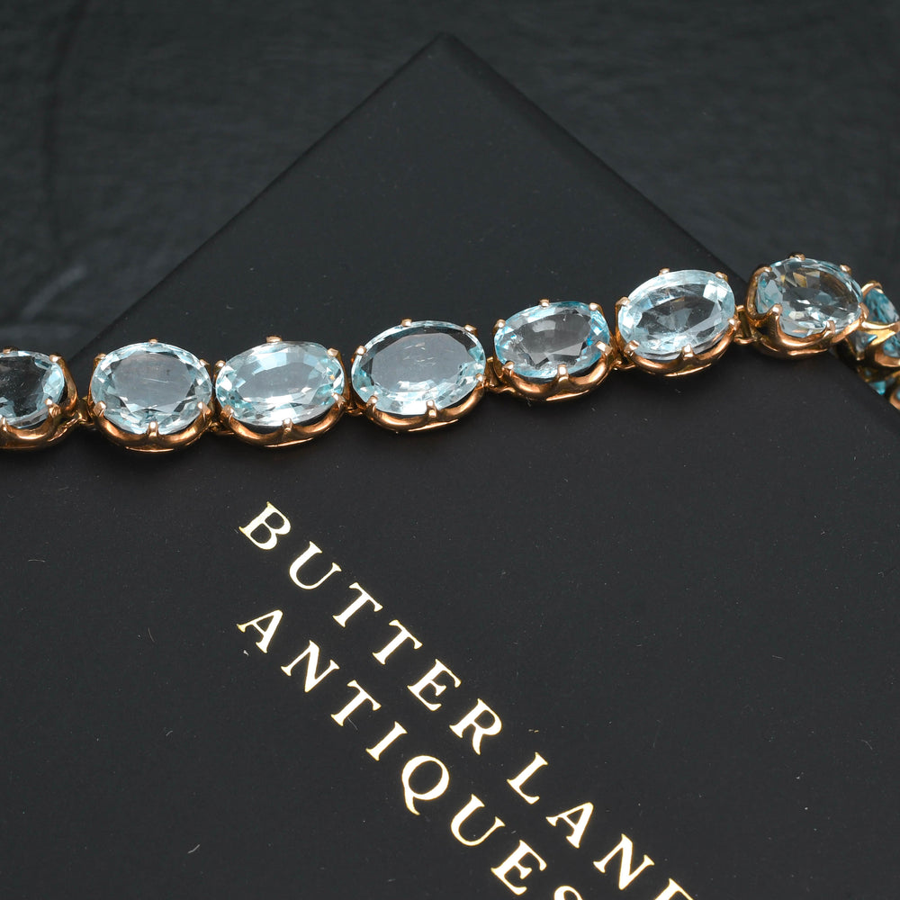 Edwardian 17ct Aquamarine Line Bracelet