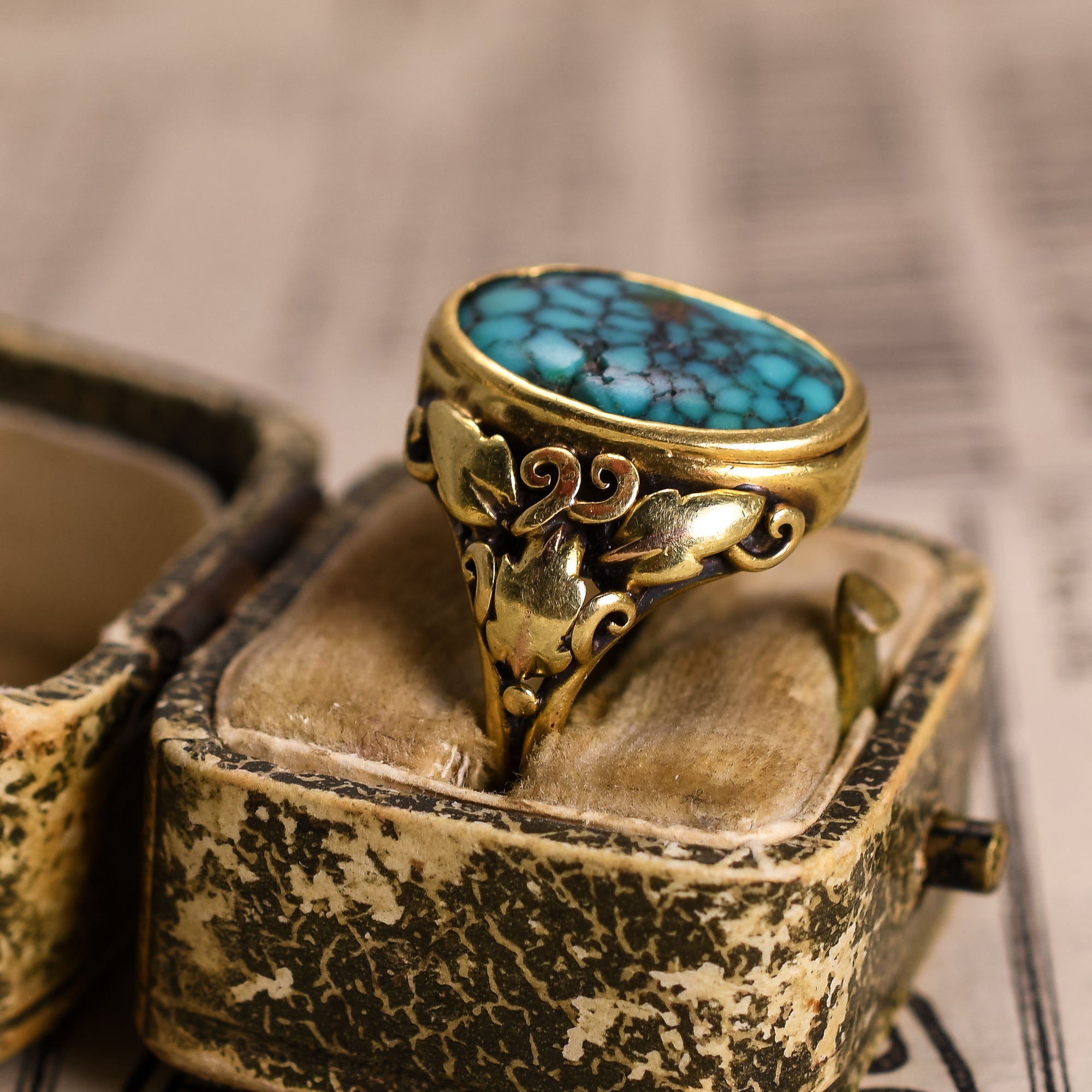Handmade Sonoran Gold Turquoise & Sterling Silver East/West Ring Size –  Carolina Sky Jewelry