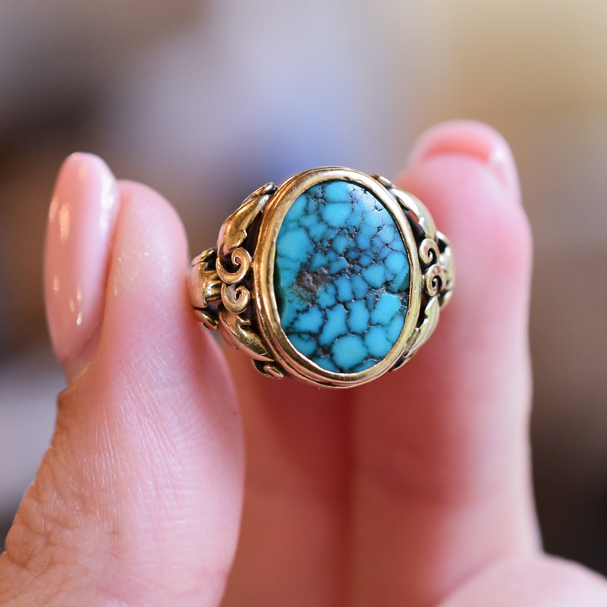 Navajo Vintage Turquoise and Sterling Silver Three-Stone Ring - Santa Fe  Crafts