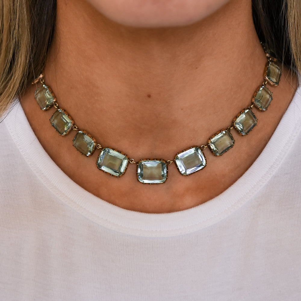 Georgian Aquamarine Paste Rivière Necklace