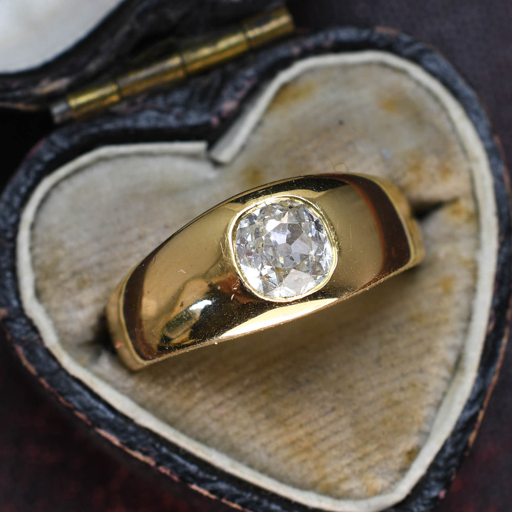 Victorian Diamond Solitaire Gypsy Ring