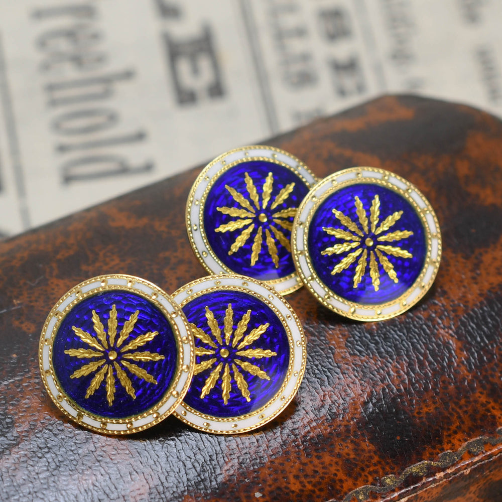 Victorian Guilloché Enamel 18k Gold Cufflinks