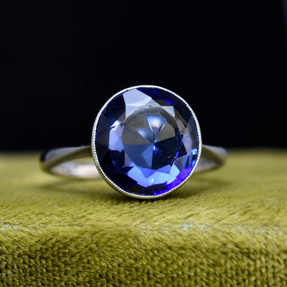 Art Deco 3.1ct Sapphire Solitaire Ring