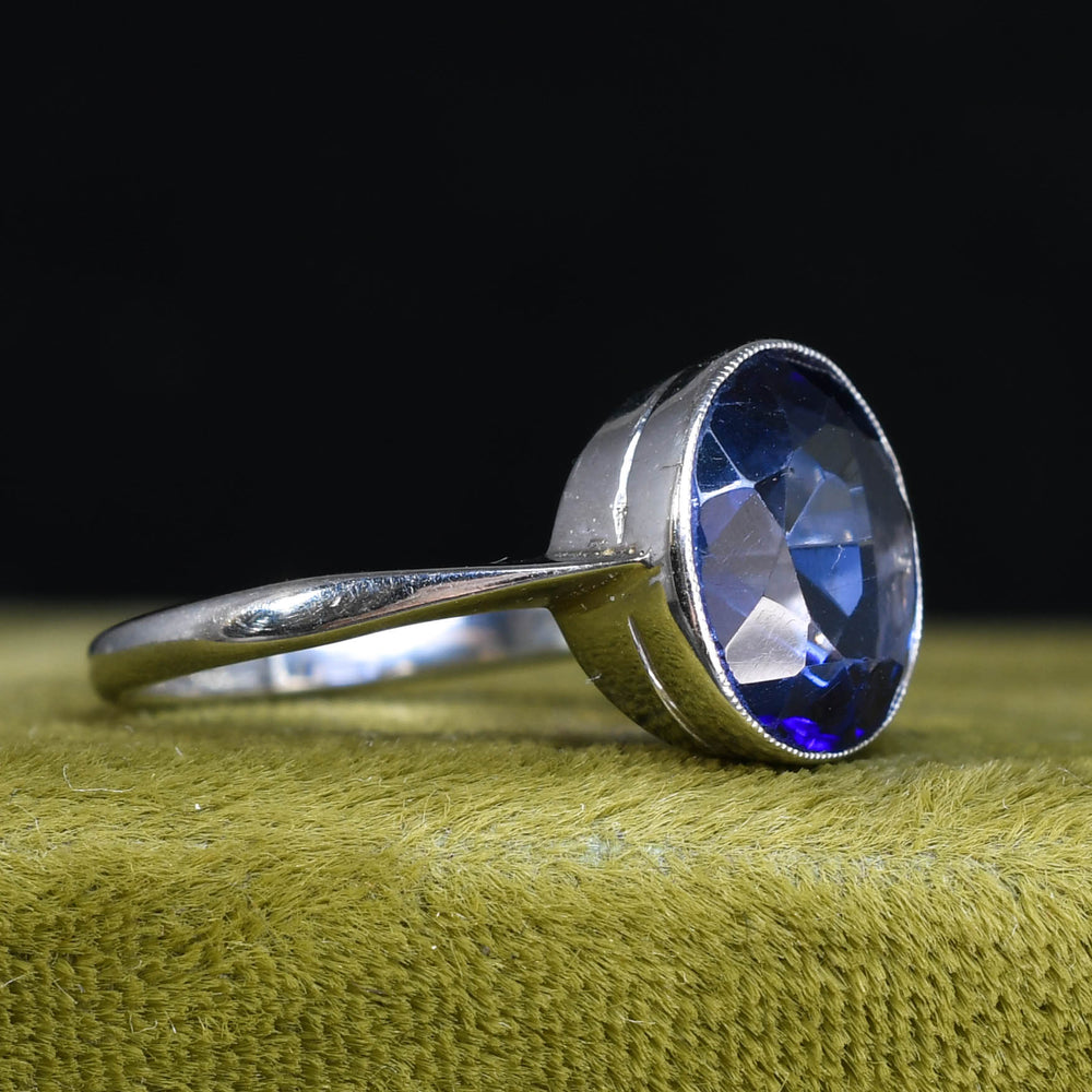 Art Deco 3.1ct Sapphire Solitaire Ring