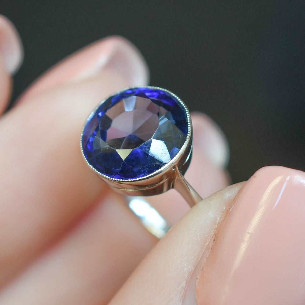 Art Deco 3.1ct Sapphire Solitaire Ring