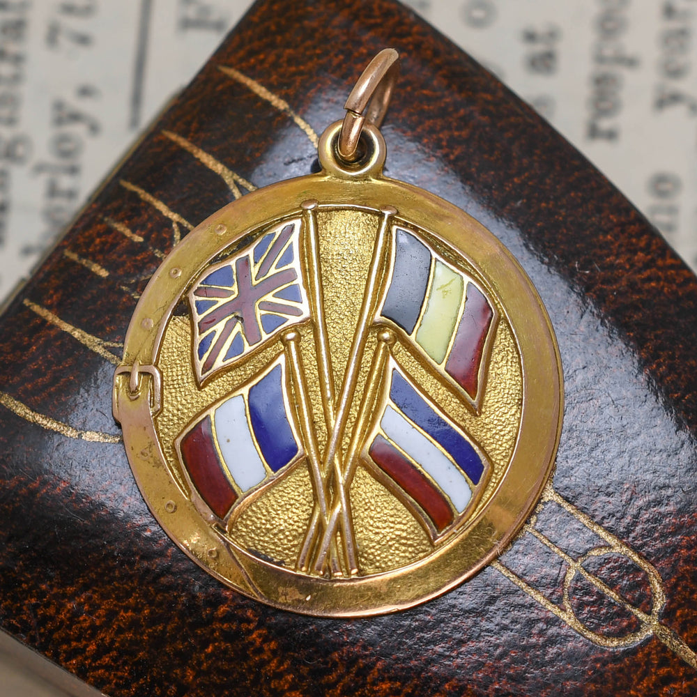 Antique WW1 Enamel Alliance Pendant