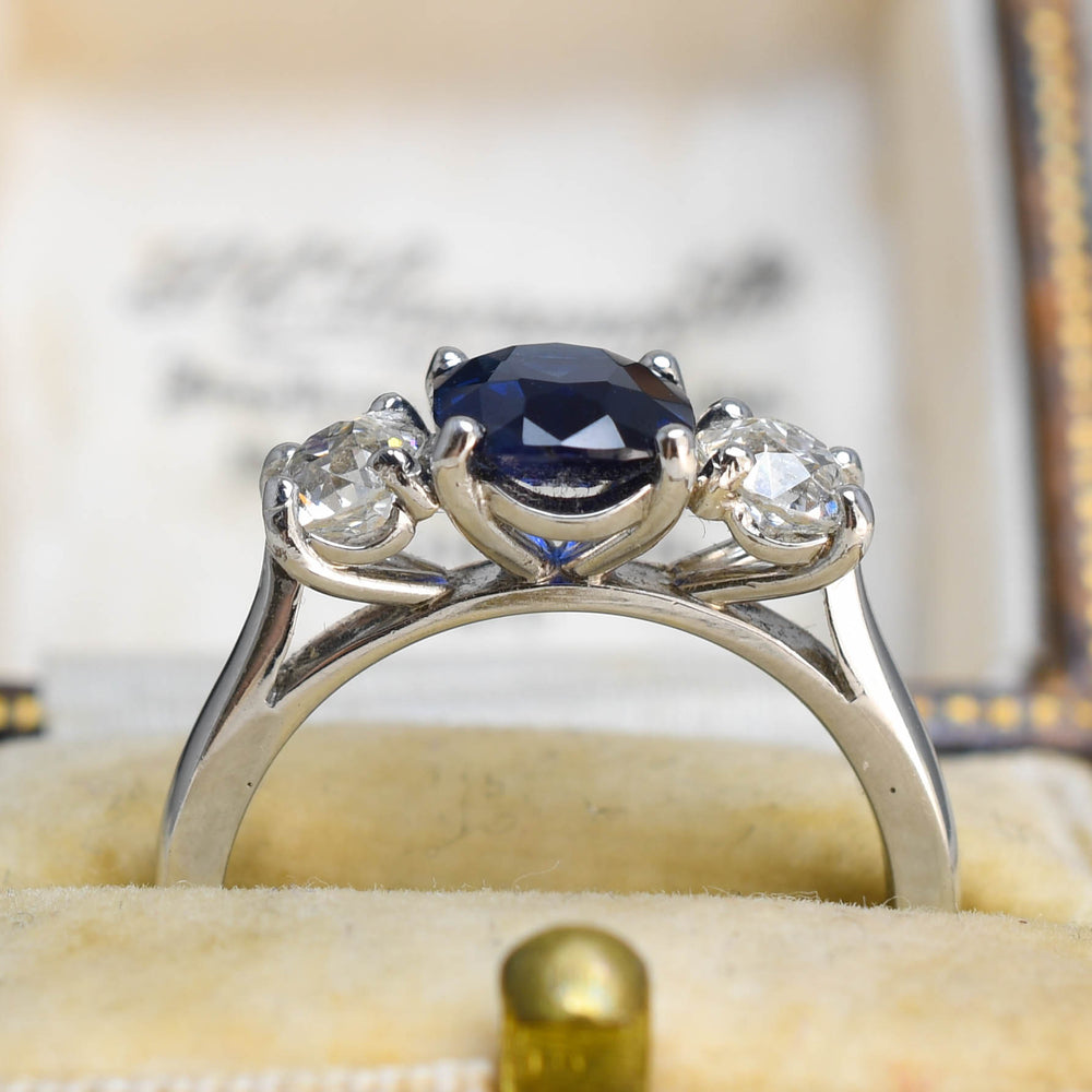 Contemporary Sapphire & Diamond Trilogy Ring