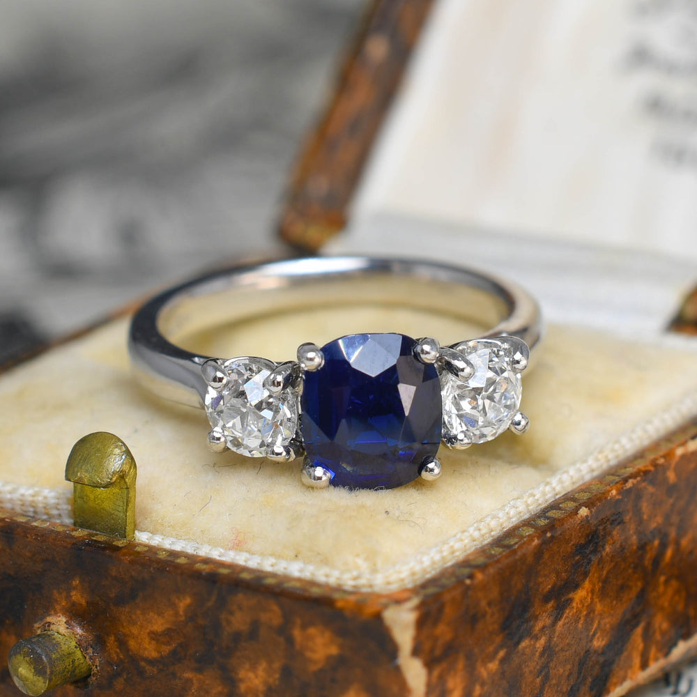 Contemporary Sapphire & Diamond Trilogy Ring