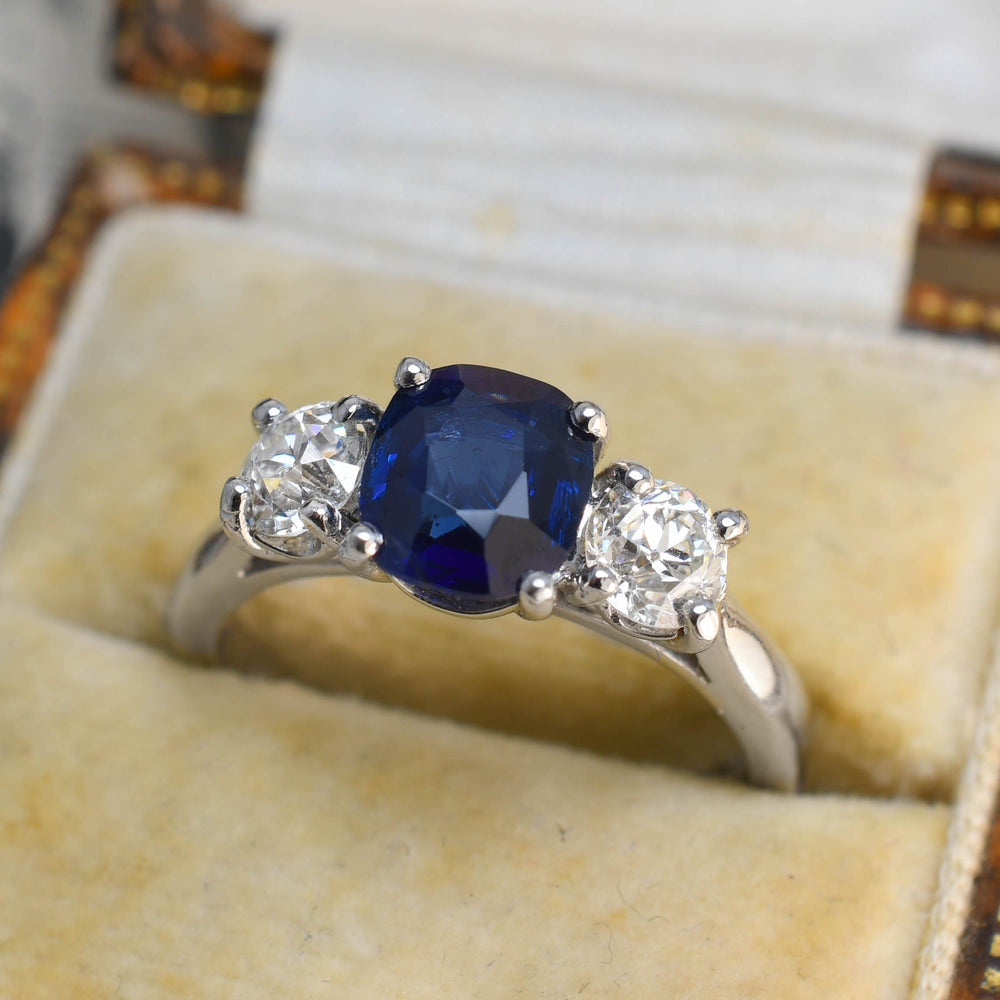 Contemporary Sapphire & Diamond Trilogy Ring