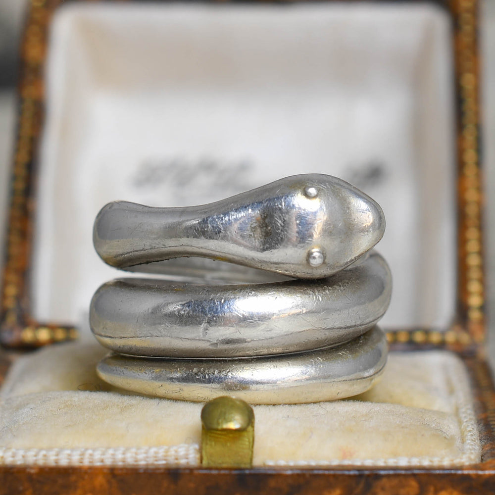 Victorian Silver Coiled Snake Ring