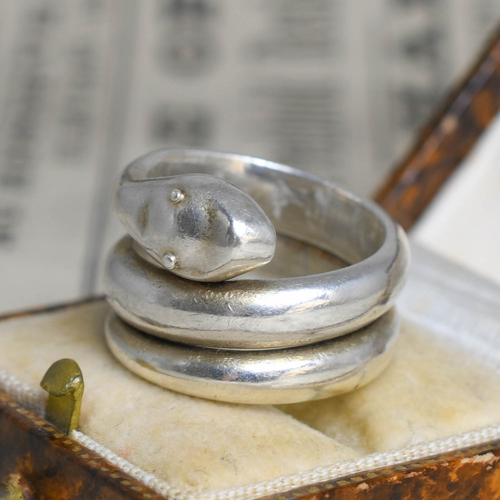 Victorian Silver Coiled Snake Ring