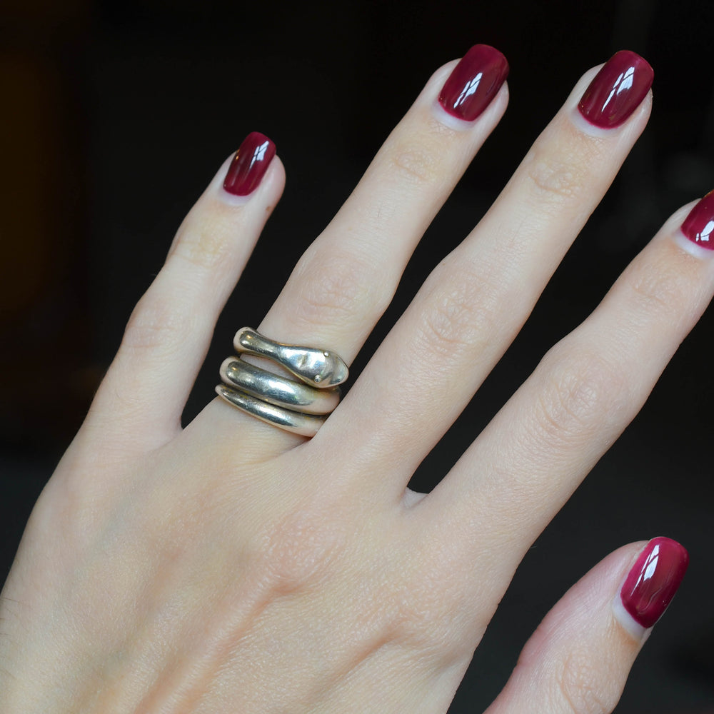 Victorian Silver Coiled Snake Ring