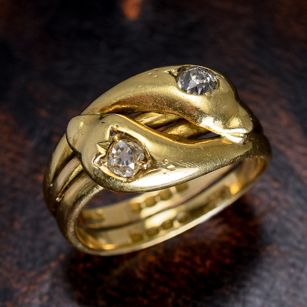 Victorian Diamond Double Snake Ring