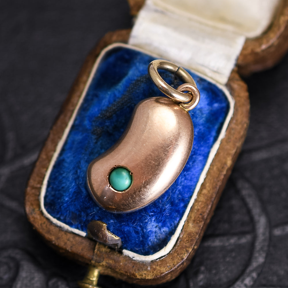 Victorian Turquoise Lucky Bean Charm