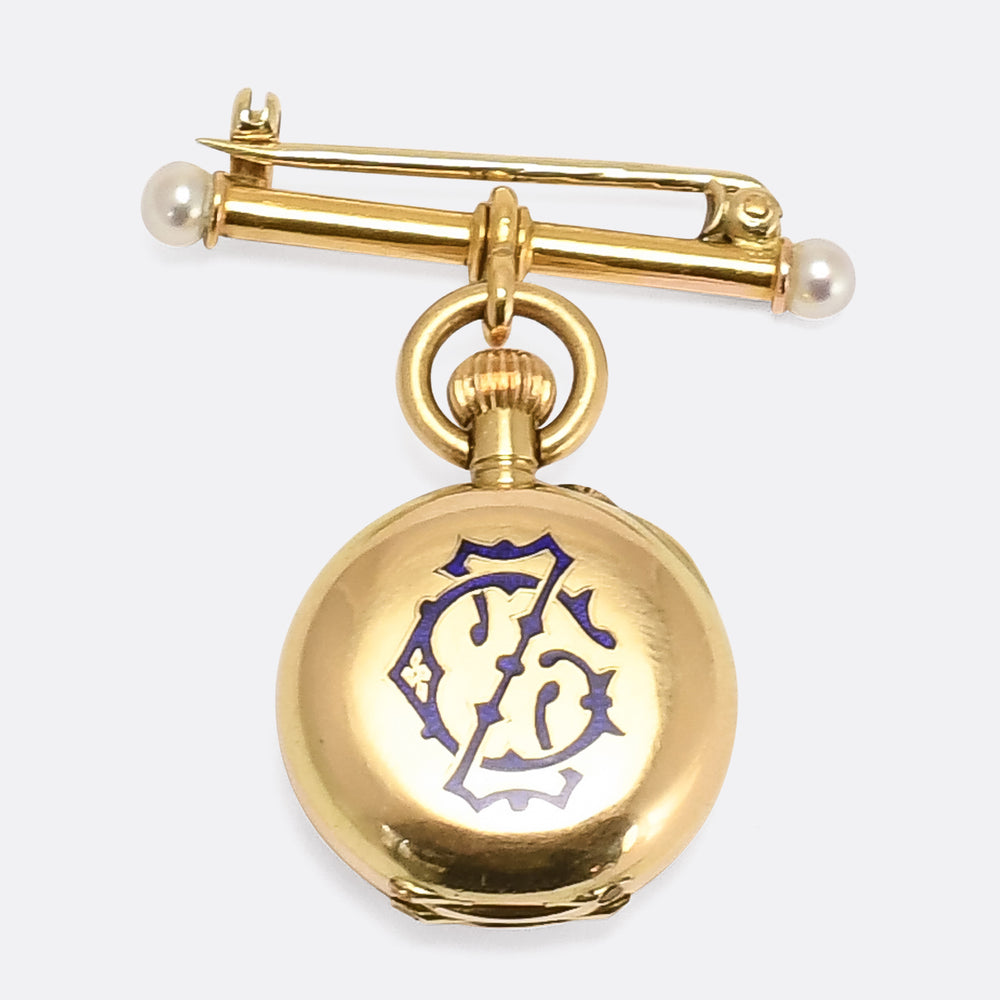 Victorian Enamel Pocket Watch Charm